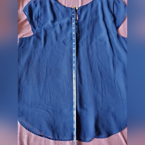 Twine & String Blue Cap Sleeve Business Casual Top Juniors Women's X-Large - Picture 7 of 8